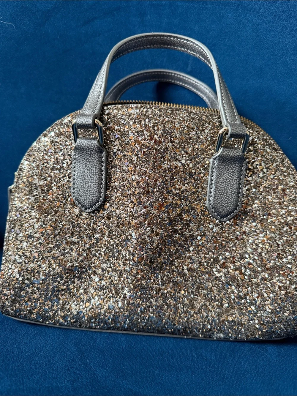 kate spade Glitter Dome Satchel in Metallic Silver and Gold Tones